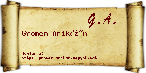 Gromen Arikán névjegykártya